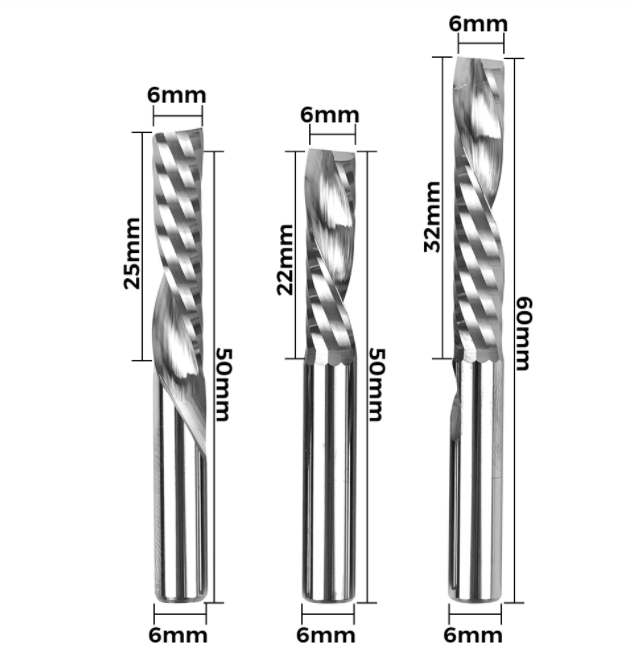 Twotrees 6-shank single-edge spiral milling cutter