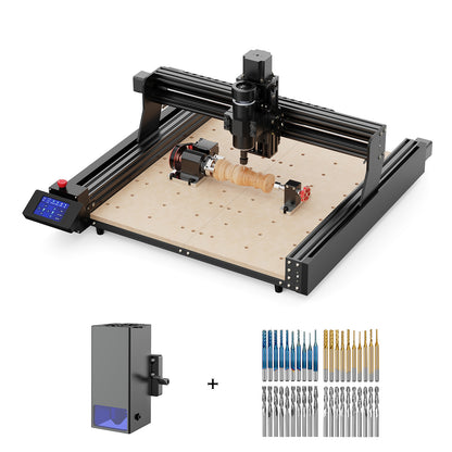 Twotrees TTC-450 CNC Router Machine + 20W Laser Module + 500W Motor + 4th Axis Module + End Mills