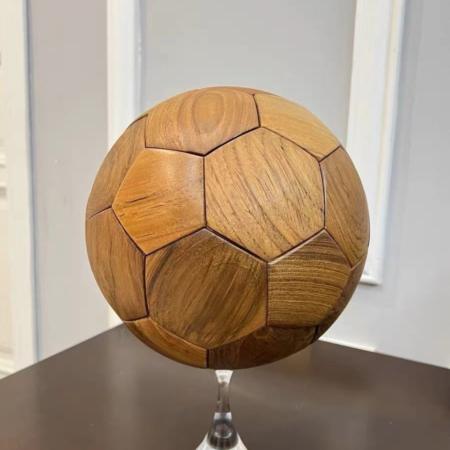 Teak Massivholz Fußball Luban Zapfenverbindung Teak Spleißen Handwerk Schlafzimmer Studie Wohnzimmer Fan Geschenk 