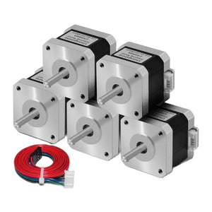 Nema 17 Schrittmotor 5PCS 17HS4401 NEMA17 42 Motor 4-Leiter 42BYGH 1,5A mit DuPont-Leitung für 3D-Drucker und CNC 